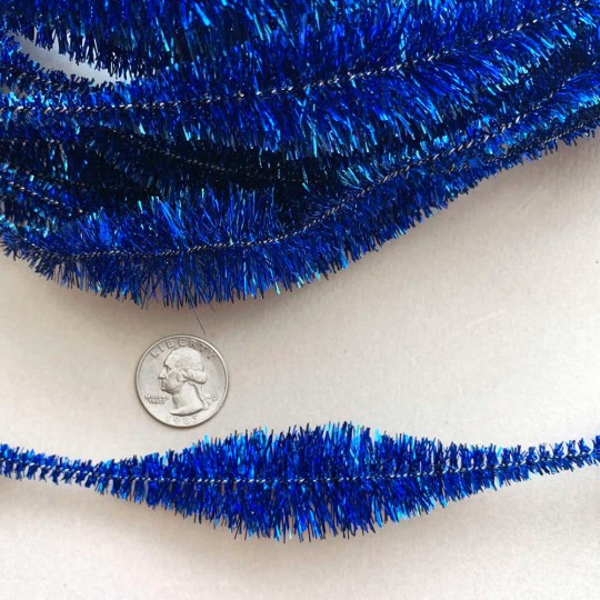 Large 5" Bump Chenille in Metallic Blue Tinsel ~ 1 yd. (8 bumps)